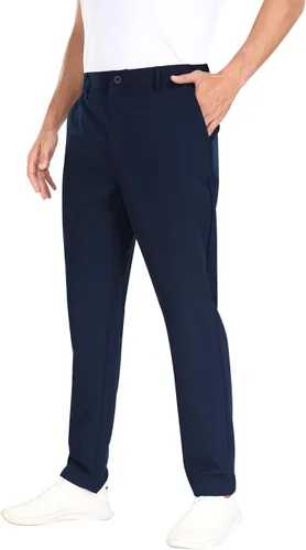 MoFiz Pantalones de golf ajustados para hombre, con 2 bolsillos con cremallera, ligeros, elásticos, casuales, para viajes, trabajo, para hombre