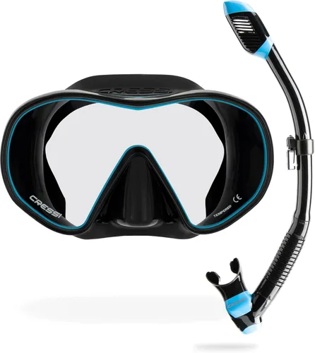 Cressi Máscara de buceo sin marco de lente única y snorkel seco para esnórquel, buceo, F-Dual y Supernova Dry: diseñado en Italia