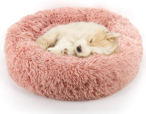 Miniatura 7 de NOYAL Cama Calmante en Forma de Rosquilla para Perros Pequeños a Medianos y Gatos - Cama para Mascotas de Felpa de Piel Sintética Anti-Ansiedad