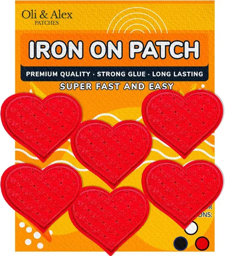 Miniatura 10 de Parches para planchar – Parche de corazón negro, 6 piezas, parche bordado para planchar de 2.2 x 1.8 pulgadas – 2.2 x 1.9 in – A-24