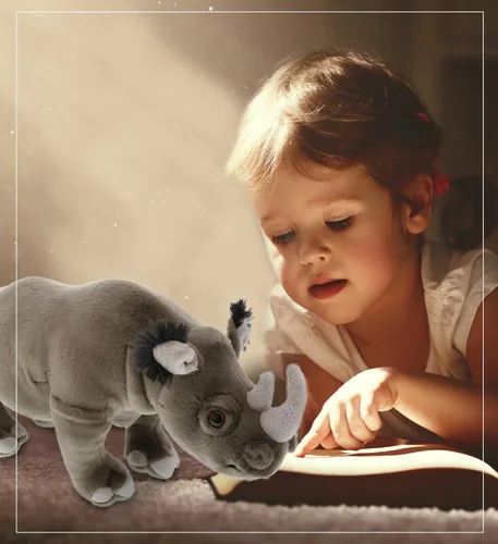 Miniatura 6 de DolliBu Colección de animales de peluche salvaje, Storytime Buddy Rhino Animal para niños, animales de peluche de safari de felpa de rinoceronte