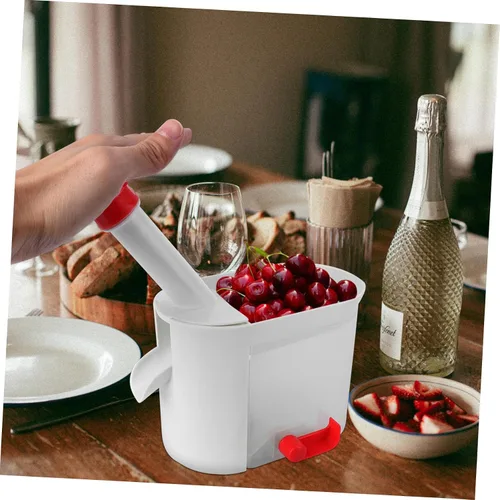 Miniatura 9 de Herramienta de descarador de cerezas con agarre fácil de apretar y recipiente extraíble, removedor de núcleo multifuncional de frutas y verduras