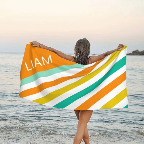 Miniatura 14 de Toalla de playa personalizada para niños y adultos, toallas de playa sin arena con nombre, toalla de playa personalizada de secado rápido, súper
