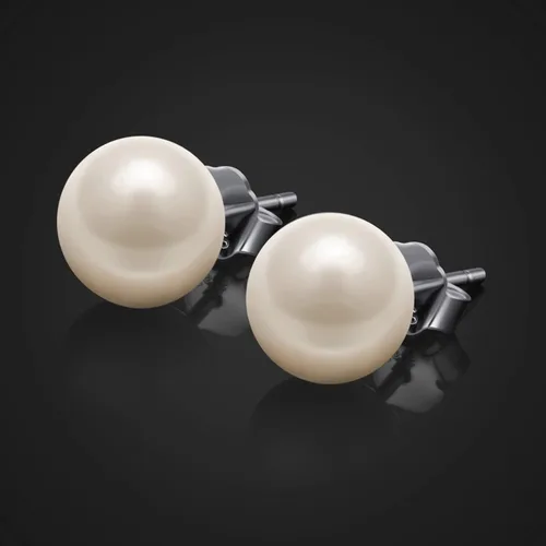Miniatura 2 de Jewlldeen Pearl Earrings for women,Plated Sterling Silver 925 Studs, Round Stud Jewelry,Simulated Shell Pearl Earrings