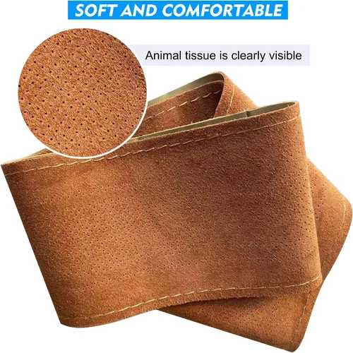Miniatura 4 de Carodi Funda de volante de piel, diseño transpirable y antideslizante, sensación suave y cómoda, universal, 15 pulgadas, para auto, con costura Beige