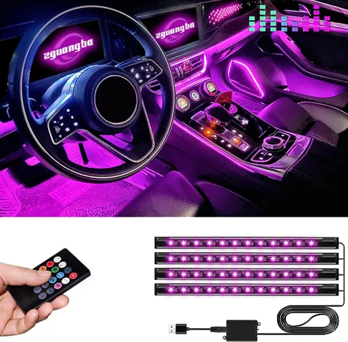 Miniatura 8 de Luces LED para coche, luces inteligentes para interior del coche con control por aplicación, luces de atmósfera para coche, luces LED interiores