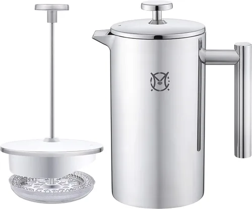 Miniatura 2 de Cafetera de Prensa Francesa – Porción Individual 1 Taza, Pequeña de Acero Inoxidable Térmico de Doble Pared, Prensa Francesa 350ML/12OZ