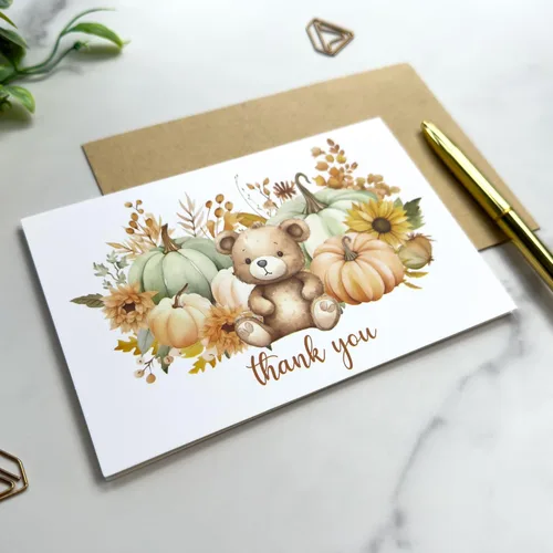 Miniatura 7 de Gooji Tarjetas de agradecimiento de calabaza de 4 x 6 pulgadas con sobres, tarjetas de agradecimiento para baby shower de otoño para niña