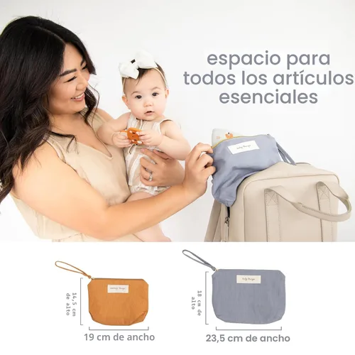 Miniatura 5 de Pearhead Mom Things and Baby Things - Juego de 2 bolsas de pañales esenciales para almacenamiento de pañales, bolsas neutras para cosméticos y Juego
