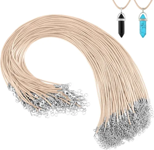 Miniatura 10 de Tudomro 100 piezas de collar de cuero encerado a granel con cierre, collar, pulsera, cadenas, cuerda para hacer joyas, colgantes