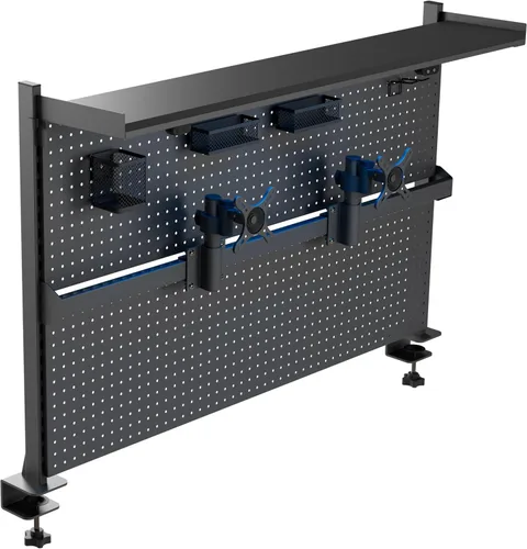 Miniatura 10 de EUREKA ERGONOMIC Tablero de clavijas con soporte para dos monitores, tablero de clavijas de acero para escritorio, accesorios para computadora