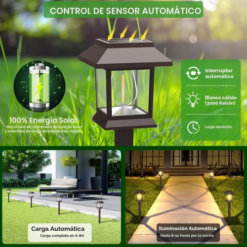 Miniatura 4 de Benany Luces solares para exteriores, paquete de 12 luces solares impermeables para caminos, iluminación de paisaje para camino, pasarela, césped