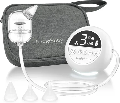 Aspirador nasal eléctrico Koalababy para bebé, succión nasal de grado hospitalario | 9 suction levels, soft silicone tips, travel bag, night light