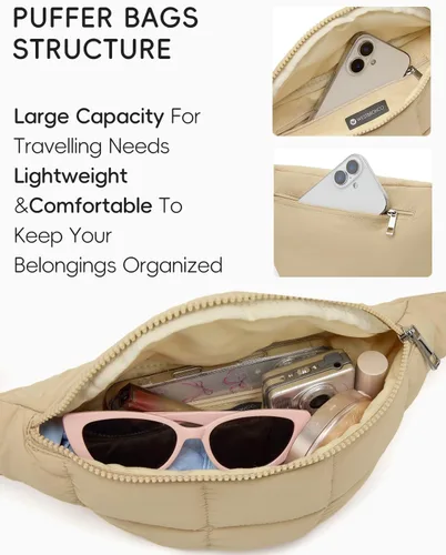 Miniatura 106 de WESTBRONCO Riñoneras para mujeres y hombres, bolsa para cinturón con bolsillos con cremallera, riñoneras modernas, bolsas cruzadas ligeras de 1