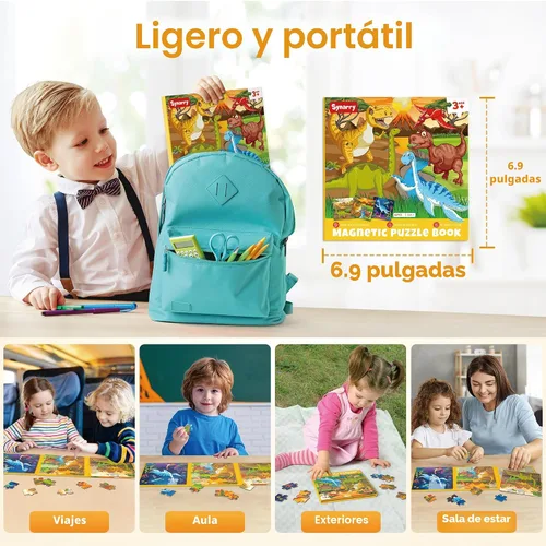 Miniatura 6 de SYNARRY Rompecabezas magnéticos de dinosaurios para niños de 3 a 5 años, 20 piezas para niños pequeños de 4 a 6 años, regalos para niños
