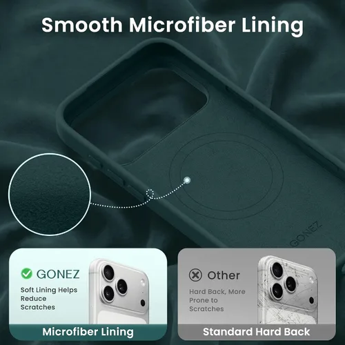Miniatura 192 de GONEZ Funda de silicona para iPhone 15 Pro Max, compatible con Magsafe, protector de cámara + protector de pantalla, forro de microfibra suave