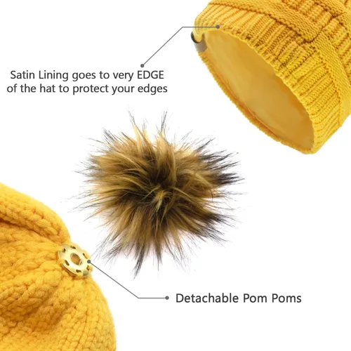Miniatura 2 de Beautifully Warm Womens Winter Hat Slouchy Beanie Satin Lined Hat for Women