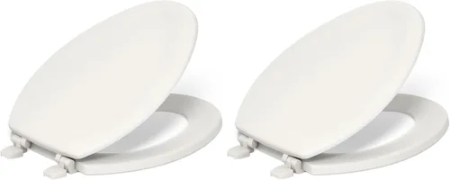 Miniatura 24 de Asiento para inodoro Kohler con tapa, de pino con molduras de madera y bisagras de plástico en color a tono, 4647-0 Blanco