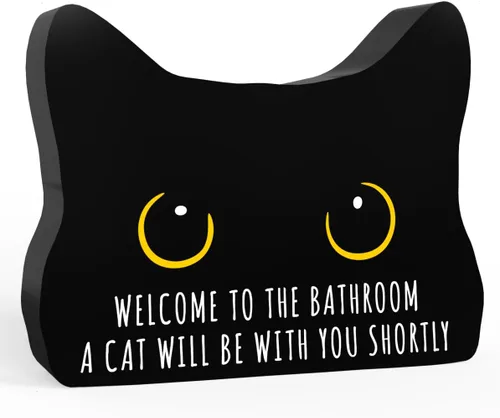 Miniatura 18 de ¿Estás haciendo caca? Letrero divertido, decoración de gato negro, decoración de baño acrílica de gato, decoración creativa para el hogar, regalo
