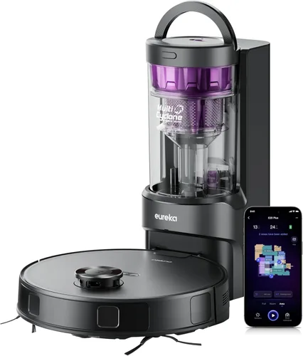 Eureka E20 Plus Robot Aspirador y Fregona, Robot Aspirador con Estación de Vaciado Automático sin Bolsa, Capacidad de 45 Días, Succión de 8000 Pa y