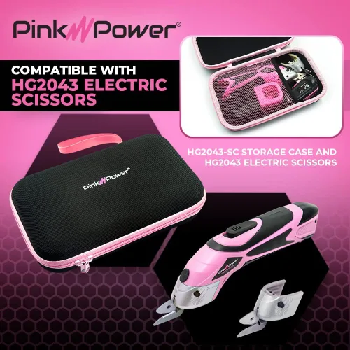 Miniatura 6 de Pink Power Tijeras eléctricas de tela para manualidades, costura, cartón, alfombra y álbumes de recortes, herramienta de corte profesional Rosa