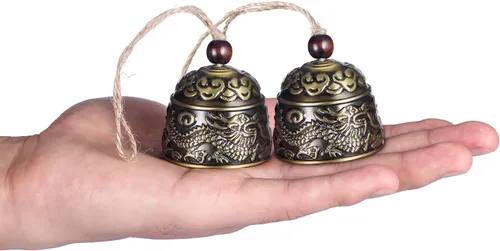 Miniatura 3 de 2 Piezas Campanas Fengshui Campanas de Dragón Vintage Campanillas de Viento Fengshui Buena Suerte Suministros Colgantes para Hogar Jardín Bendición