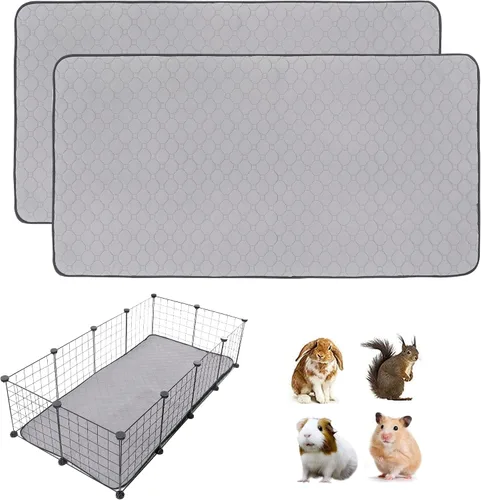Miniatura 20 de Paquete de 2 forros para jaula de cobayas LWYMX, 24'' X 48'', almohadillas lavables para orina de cobayas, alfombrilla antideslizante reutilizable