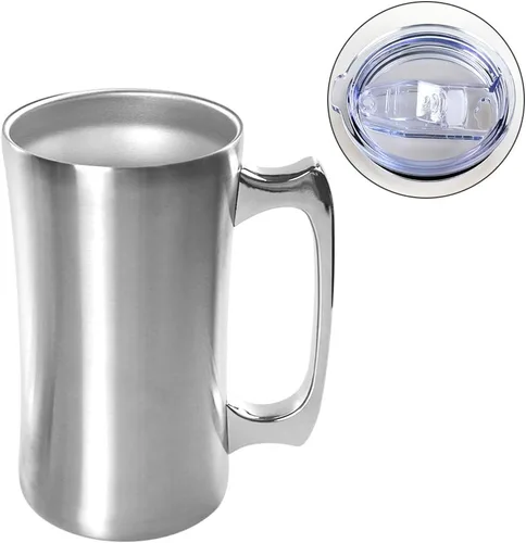 Tazas de acero inoxidable de doble pared de 20 onzas, taza de metal para café, té y vino, tazas aisladas con asas que mantienen las bebidas frías o