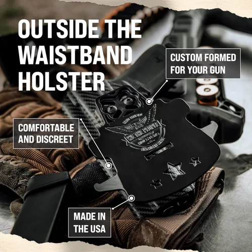 Miniatura 2 de We The People Holsters - Bandera de Betsy Ross - Transporte abierto en la cintura exterior - Funda OWB Kydex - Conducción/inclinación/retención