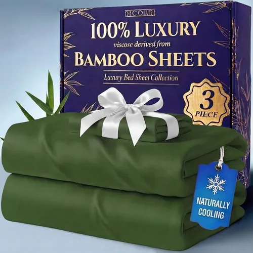 Miniatura 17 de DECOLURE 100% Viscosa derivada de bambú, juego de sábanas tamaño King de 4 piezas, lujosas sábanas naturalmente frescas, juego de cama ultra suave