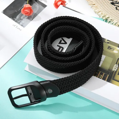 Miniatura 6 de AWAYTR Cinturón elástico trenzado para mujer - Cinturón de tela tejida elástica para mujer para jeans