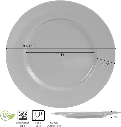 Miniatura 7 de Calypso Basics - Juego de 6 platos de ensalada de melamina de 8.5 pulgadas, sin BPA, no tóxicos, resistentes a roturas, aptos para lavavajillas