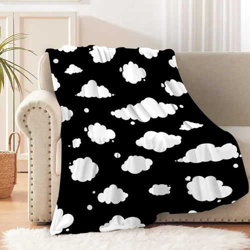 Sumedha Manta de nube en blanco y negro, regalo de nube para niñas y niños, franela ligera súper suave, extra pequeña de 40 x 30 pulgadas para