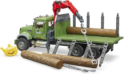 Miniatura 4 de Camión de madera de granito MACK con grúa de carga y 3 troncos