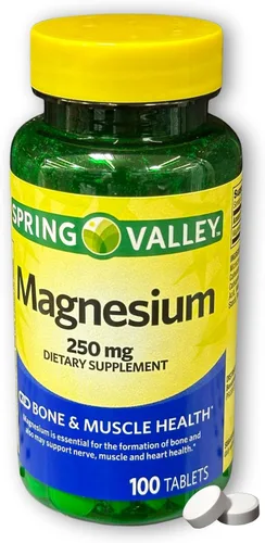 Miniatura 7 de Magnesio 250 mg- Comprimidos de salud muscular ósea 100 Ct (paquete de 1)