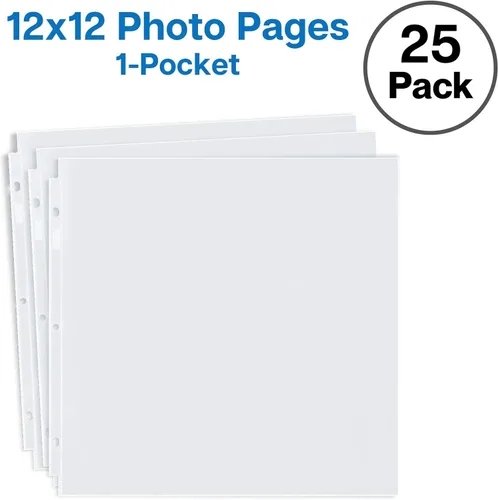 Miniatura 7 de Dunwell Páginas de repuesto para álbumes de recortes de 12 x 12 pulgadas, paquete de 25 protectores de hojas súper pesados, protectores de página