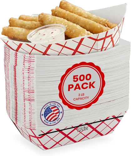 Miniatura 15 de MT Products Bandeja de comida a cuadros para almuerzo de 5 libras, bandeja desechable de papel para alimentos, paquete de 50