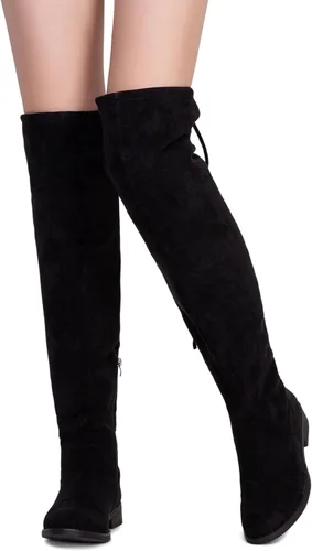Miniatura 5 de Vepose Botas altas de gamuza 998 para mujer, por encima de la rodilla, tacón bajo y plano hasta el muslo, botas altas para mujer