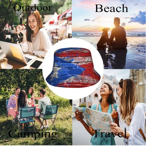 Miniatura 6 de Sombrero de pescador de Puerto Rico para el sol, sombrero de playa, divertido gorro de pescador, para exteriores, para hombres y mujeres, talla única