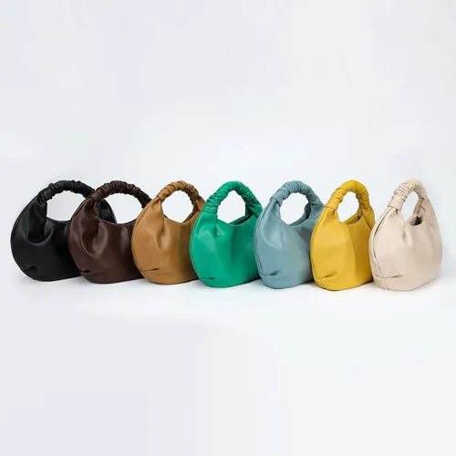 Miniatura 6 de Mini bolsos de mano tipo hobo para mujer, bolsos de mano de cuero suave para mujer en forma de nube con asa superior