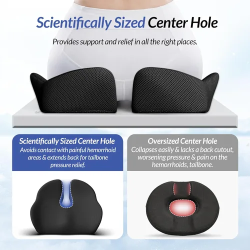 Miniatura 5 de ZIKEE Cojín de asiento grueso, almohada ergonómica de espuma viscoelástica para hemorroides para cadera, ciática, alivio de sentado prolongado