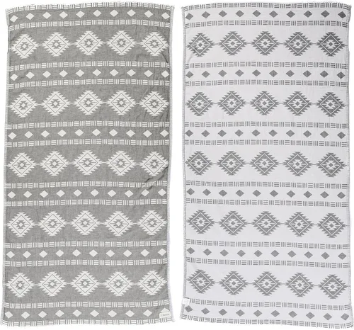 Bersuse Toalla turca de doble capa Belice 100% algodón, 37 x 70 pulgadas, gris plateado