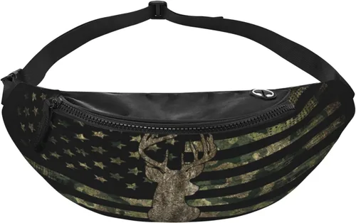 Miniatura 2 de Cangurera de camuflaje con diseño de bandera estadounidense de camuflaje para hombres y mujeres, correa ajustable para viajes, senderismo, ciclismo