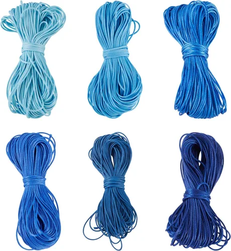 Miniatura 9 de 109 yardas de 0.020 in de color rosa encerado de poliéster para trenzar cuerda encerada de cuentas hilos para bricolaje pulsera de amistad, collar