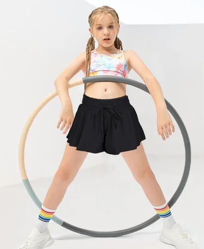 Miniatura 4 de Pantalones cortos fluidos de mariposa para niños con bolsillo 2 en 1, pantalones cortos deportivos para correr, entrenamiento activo