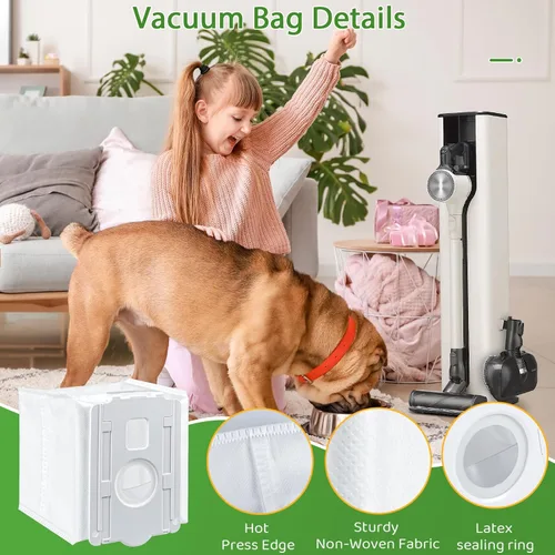 Miniatura 4 de Paquete de 8 bolsas de polvo para aspiradora LG CordZero todo en uno A939KBGS, A938KBGS, A937KGMS y A949KTMS, bolsas de repuesto para aspiradora