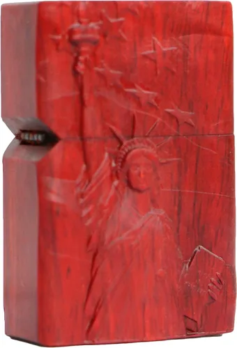 Miniatura 13 de Carcasa exterior de palisandro Huanghuali natural tallado para módulo Zippo (1000 brazos Avalokiteshvara de la diosa 3#)