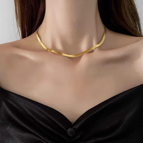 Miniatura 2 de Collar de cadena de espiga plana de plata de ley 925 de 0.197 in para mujer, 16 pulgadas, 18 pulgadas