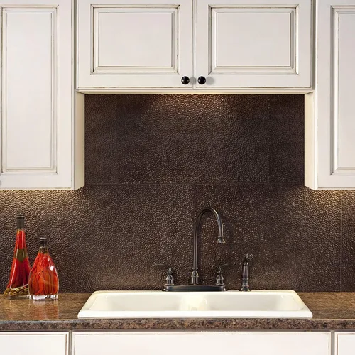 Miniatura 2 de Fasade panel protector de salpicaduras Hammered de fácil instalación, tradicional, para cocina y baños, X59-27 Smoked Pewter