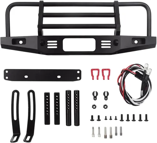 Miniatura 7 de INJORA Parachoques delantero ajustable con luz LED para TRX4 Axial SCX10 SCX10 II 90046 90047 RC pieza de actualización de coche (negro)